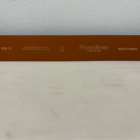 SUPER RARE MAISON BOINET BLACK LEATHER  BELT WITH GOLD BUCKLE NWT\'S main image 4